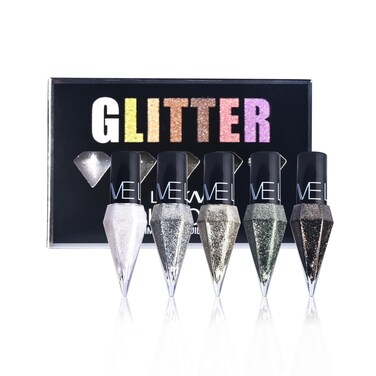 LAMUSELAND Glitter Liquid Eyeliner Set, 5 Colors/Pack Metallic Shimmer Pigment Liquid Eye Liner Pen, Diamond Waterproof Long Lasting Colorful Eyeshadow Makeup Kit for Women Girls (2)