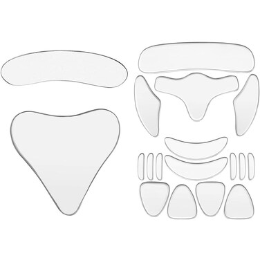 18 Pieces Reusable Facial Chest Neck Silicone Pad Set, 16 Pieces Forehead Wrinkle Patches, Eye Wrinkle Patches, Wrinkles Around Mouth and Upper Lip 1 Silicone Chest Pads 1 Silicone Care Neck Pad