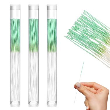 180 PCS Ear Hole Ear Care Kit Disposable Earrings Hole Cleaner Ear Piercing Care Cleaning Tool Ear Hole Cleaning Line Ear Piercing Cleaning Floss for Girls Women Men, Green