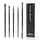 Eye Makeup Brush Set 5pcs - Blending, Concealer, Eyeshadow, Eyeliner &amp; Dual Ended Brow Brushes, Soft Bristles and Wood Handle for Natural, Smoky and Bold Eye Looks - Small Travel Eyes Kit (Black)
