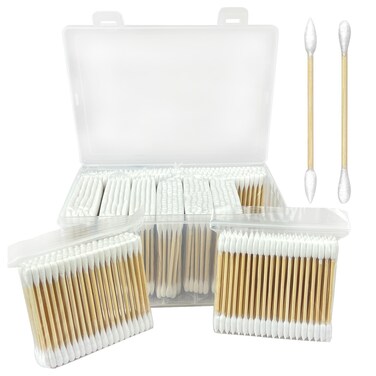 Premium Pointed and Round Tip Cotton Swabs - 1000 Count with Bamboo Sticks - Hypoallergenic and Biodegradable - Ideal for Precision Cleaning, Makeup, and Personal Care