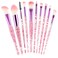 Glitter Crystal Makeup Brush Set, 10Pcs Rose Pink Crystal Sparkle Makeup Brushes Kit, Premium Cosmetic Brush Set for Foundation Powder Liquid Cream Blending Eye Shadow Eyebrow Blush Concealer