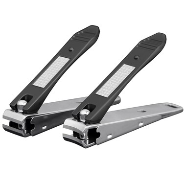 Nail Clippers with Catcher for Men Women Adult, Heavy Duty Stainless Steel Ultra Sharp Nail Clipper for Fingernail and Toenails,Curved and Straight Set with Keyring (Gun-Black)