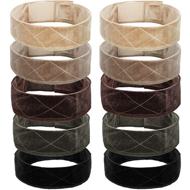 WILLBOND 10 Pieces Velvet Wig Grip Band Flexible Velvet Wigs Headband Non Slip Adjustable Grip Headband for Women Men