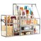 Glass Makeup Organizer for Vanity/Stackable 2Pieces Drawer Set/Antique Countertop Vanity Cosmetic Storage Box Mirror Glass Beauty Display, Holder for Brushes Lipsticks Skincare Toner (Silver)