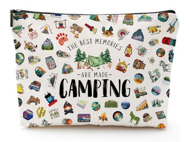 Camping Gifts for Women, Cool Camping Gifts, Best Gifts for RV Owners, Camping Gift for Sister Bestie Friend BBF Camping Makeup Bag, Beige