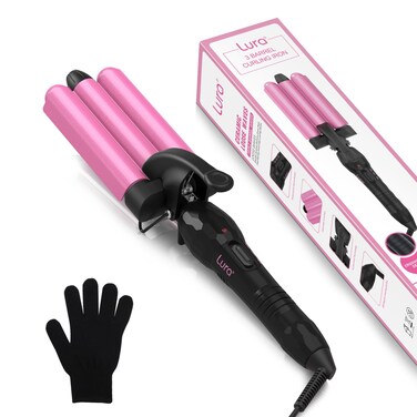 3 Barrel Curling Iron Hair Crimper, 1 Inch Curling Wands Dual Voltage Crimpers Hair Tool, Hair Curling Wand with Two Temperature Control,Fast Heating Portable Crimpers for Waving