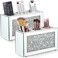 Tanlade 2 Pcs Mirrored Makeup Brush Holder Remote Holder, Mirrored Makeup Organizer with Crushed Diamond Crystals, Vanity Cosmetics Organizer Solution, Pencil Holder Organizer for Desk (3 Compartment)