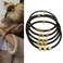 Black Boho Hair Ties Bracelets for Women, Cute Elastic Pony Tails Hair Ties No Damage Beaded Hair Accessories for Girls Decorative Hair Tie Bracelet with Bead Hair Bands with Gold Jewelry for Gifts