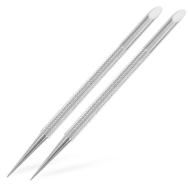Precision Nail Care Kit - 2pcs Stainless Steel Nail Stick &amp; Cuticle Pusher - Under Nail Cleaner Tool Manicure Pedicure Tools for Fingernails and Toenails Stainless Steel Nail Art