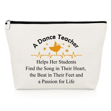 Dance Teacher Appreciation Gifts Makeup Bag Thank You Dance Teacher Gifts Dance Lover Gift Cosmetic Bag Dance Coach Gifts Dance Gifts for Women Christmas Birthday Gifts Dance Team Gifts