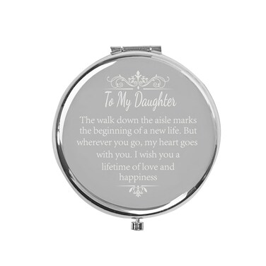 REHALY Daughter Wedding Day Gift from Mom Dad, Daughter Bride Gifts on Her Wedding Day, Wedding Keepsake Gifts to My Daughter, Compact Mirror for Daughter Bride Gifts for Wedding Day