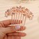 Jumwrit Crystal Bride Wedding Hair Comb Love Heart Leaf Rhinestone Flower Hair Side Comb Rose Gold Hair Clip Comb Floral Vintage Bridesmaid Headpiece Bridal Hair Jewelry for Women Girls(Champagne)