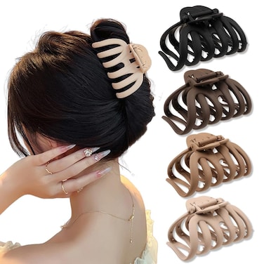4 Pcs Hair Clips for Women Thick Hair,Matte Large Hair Claw Clips Hair Bun Clip Strong Grip Non-slip