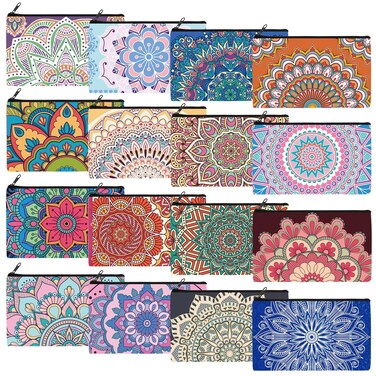 Yahenda 16 Pieces Cosmetic Makeup Bag Inspirational Zipper Pouch You Are Amazing Loved Beautiful Kind Pouch Inspirational Gifts for Women Nurse Teacher(Mandala)