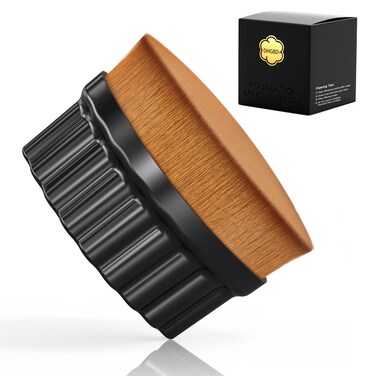 Foundation Makeup Brush, Flat Top Kabuki Brush for Face &amp; Bodycare Application, Dense Makeup Blush Brush for Blending Liquid, Cream, Powder Cosmetics, Self Tanning Brush Applicator(Black)