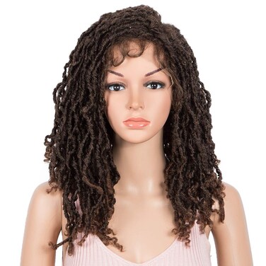 Style Icon 15.5" Short Faux Locs Wig with Baby Hair Synthetic Dreadlock Wig Natural Looking Handmade Braid Twist Wigs for Black Women (T1B/30, 15.5 Inches)
