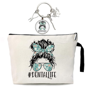 ZHANTUONE Dental Life Cosmetic Bag, The Best Birthday Gift for Dentists, For Women Dental Hygienist Makeup Bag, Dental Assistant Gifts, Dental Hygienist Gifts, Funny Dentists Gift, Colleague Gift