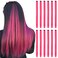 Colored Hair Extensions Clip in for Kids Girls Women, 22inch Straight, 12pieces Hot Pink