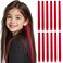 Colored Hair Extensions Clip in for Kids Girls Women, 22inch Straight, 12pieces Red