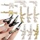 3D 10PCS Gun Rhinestone Alloy Nail Charms, Gold and Silver Alloy Nail Decorations, Nail Stone Nail Jewels Accessories for Nail Art Supplies Manicure Craft DIY(5 Styles)