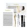 DIY Individual Lash Extension Kit, 100Pcs False Lashes Clusters, C Curl Mix 10/12/14/16mm, Bond and Seal Glue, Eyelash Make Up Remover, Lash Tweezers, Home Use Lash Extensions Set, White-B4