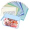 Irenare 16 Pcs Clear Makeup Bag Toiletry Flat Zipper Pouch Preppy Waterproof Clear Cosmetic PVC Pouch with Wristlet Toiletry DIY Chenille Letter Snack Bag for Women(Blue Series)