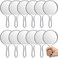Jetec 12 Pcs Hand Mirror Double Sided Handheld Mirror 1X/ 2X Magnifying Mirror with Handle Mirror Rounded Shape Makeup Mirror (Clear)