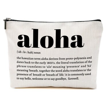 Inspirational Aloha Definition, Hawaii Makeup Bag, Hawaii souvenirs, Hawaiian Gifts, North Island Cosmetic Bag, Christmas Thanksgiving Birthday Gifts for Women Female Sister Aunt Coworker Colleague
