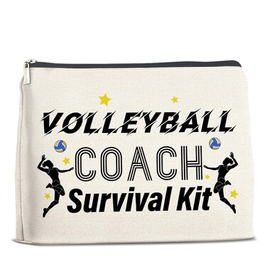 Makeup Bag Volleyball Coach Gifts for Women, Volleyball Coach Gift Ideas Volleyball Coach Survival Kit Cosmetic Bag Zipper Makeup Pouch
