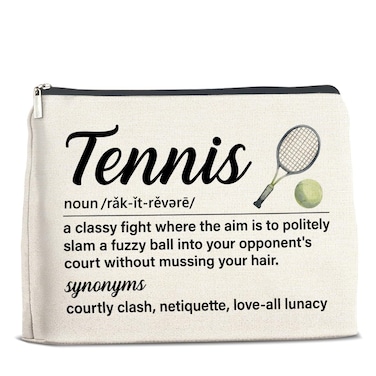 Tennis Makeup Bag Tennis Gifts for Women, Tennis Lover Gifts Tennis Themed Gifts Tennis Definition Cosmetic Bag Zipper Makeup Pouch