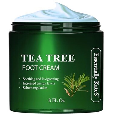 Tea Tree Oil Foot Cream 8 Fl Oz - Toe Nails, Athletes Foot, Ringworms, Jock Itch, Foot Odor, and Soothes Itching Skin and Feet - Cracked Heels and Itchy Skin.