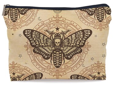 Vintage Moth Dead Head Makeup Bag, Witchy Gifts Witch Makeup Bag Cosmetic Bags for Women, Gothic Small Makeup Cosmetic Bag for Purse