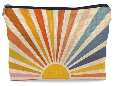 Boho Makeup Bag, Boho Sunshine Cosmetic Bags for Women, Boho Gifts for Women, Retro Small Makeup Cosmetic Bag for Purse