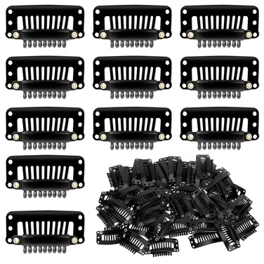 30 Pcs Black 9-Teeth Wig Clips to Sew in Wig Clips to Secure Wig Hair Clips Hair Extension Wigs Snap Clips Comb Small Snap Wig Accessories Clips for Women Small Wig Clips for Hair Extensions