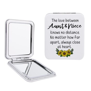 Aunt &amp; Niece Compact Mirorr Square Pu Leather Makeup Mirror - The Love Between Aunt &amp; Niece Knows No Distance - Aunt Gifts from Niece, Aunt &amp; Niece Gifts Idea for Christmas, Birthday