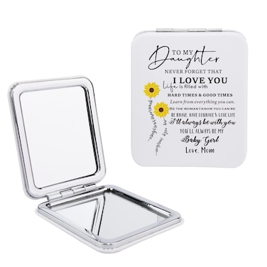 Gtizry Sunflower Square Pu Leather Makeup Mirror - 2.48 x 2.9 x 0.39 - Inspirational Gift for Daughter from Mom