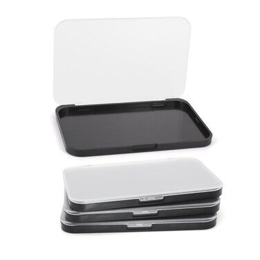 Magnetic Makeup Palette with Frosted Clear Top, 3Pack Empty Eyeshadow Dispensing Storage Box with 60Pcs Adhesive Metal Stickers for DIY Cosmetics Blush Powder-6.69"X4.41"Palette