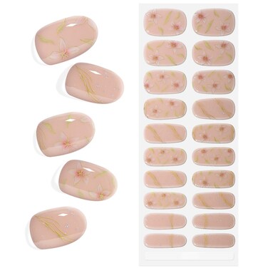 Semi Cured Gel Nail Stickers Salon-Quality Semicured Gel Nail Wraps Long Lasting Semi-Cured Gel Nail Strips for Women Manicure (Spring Blossoms M098)