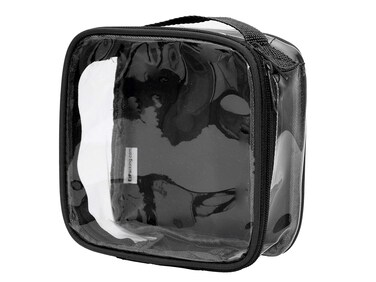 Clear TSA Approved 3-1-1 Travel Toiletry Bag for Carry On/Quart Size Transparent Liquids Pouch for Airport Security/Reusable See Through Vinyl &amp; PVC Plastic Organizer Men Women (Black)