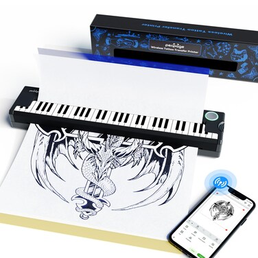 Pino Wireless Tattoo Stencil Printer - Portable Thermal Transfer Machine for Pro &amp; Beginner Tattooists, Compatible with Phone, Pad &amp; PC