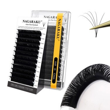 NAGARAKU Easy Fan Eyelash Extensions Volume Lash 0.05 D curl 12mm Rapid Blooming Faux Mink Cluster For Beginners Soft Professional Lash Supplies