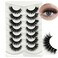 False Lashes Natural Look D Curl Russian Strip Lashes 3D Mink Wispy Cat Eye Lashes That Look Like Extensions, Short Faux Mink Eyelashes Pack