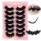 Dramatic Lashes Mink Long 20mm/25mm Mink False Strip Lashes Wispy False Eyelashes Natural Look D Curl Lashes Strips 3D/5D Volume Full Lashes Pack