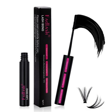 Individual Lash Glue Black Lash Bond DIY Lash Extension Glue Waterproof Cluster Lash Glue Long Lasting 48-72 Hours Eyelash Glue with Mascara Wand Eyelash Extension Glue