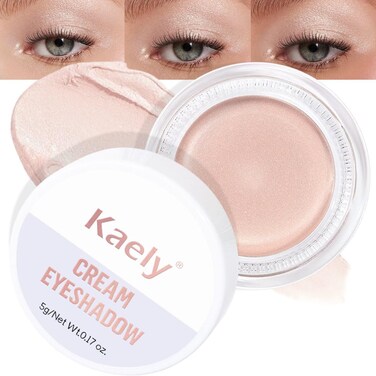 Kaely Cream Single Eyeshadow Makeup, Pearl Translucent Highly Pigmented Monochrome Eye Shadow Pallette, Waterproof Natural Mini Eyeshadow Brightener, sombras en crema para ojos, Blendable, P06