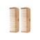 N12 Set of 2 Handmade Natural Bamboo Wide Tooth Anti-Static Anti-Frizz Detangler Comb for Straight, Wavy, Curly Hair of Women, Men, Children