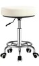 Adjustable Rolling Stool with Wheels - Ergonomic Salon &amp; Tattoo Artist Chair, Office Stool with Comfortable PU Leather Seat, White