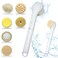 Electric Body Brush Set for Showering,Exfoliating Bath Brush Long Handle for Shower Lotion Applicator for Back Silicone Body Scrubber with 6 Shower Brush Heads for Women Men Gifts (White)