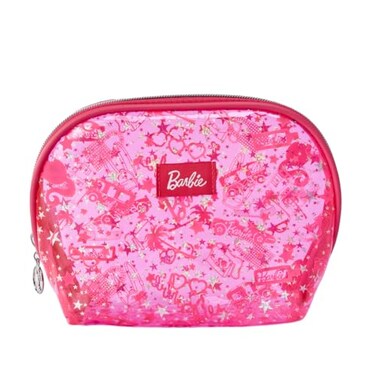 MINISO Barbie Collection Translucent Cosmetic Bag Makeup Bag Zipper Cute Pouches Chic Rose Red Beauty Organizer Travel Toiletry for Girls Women